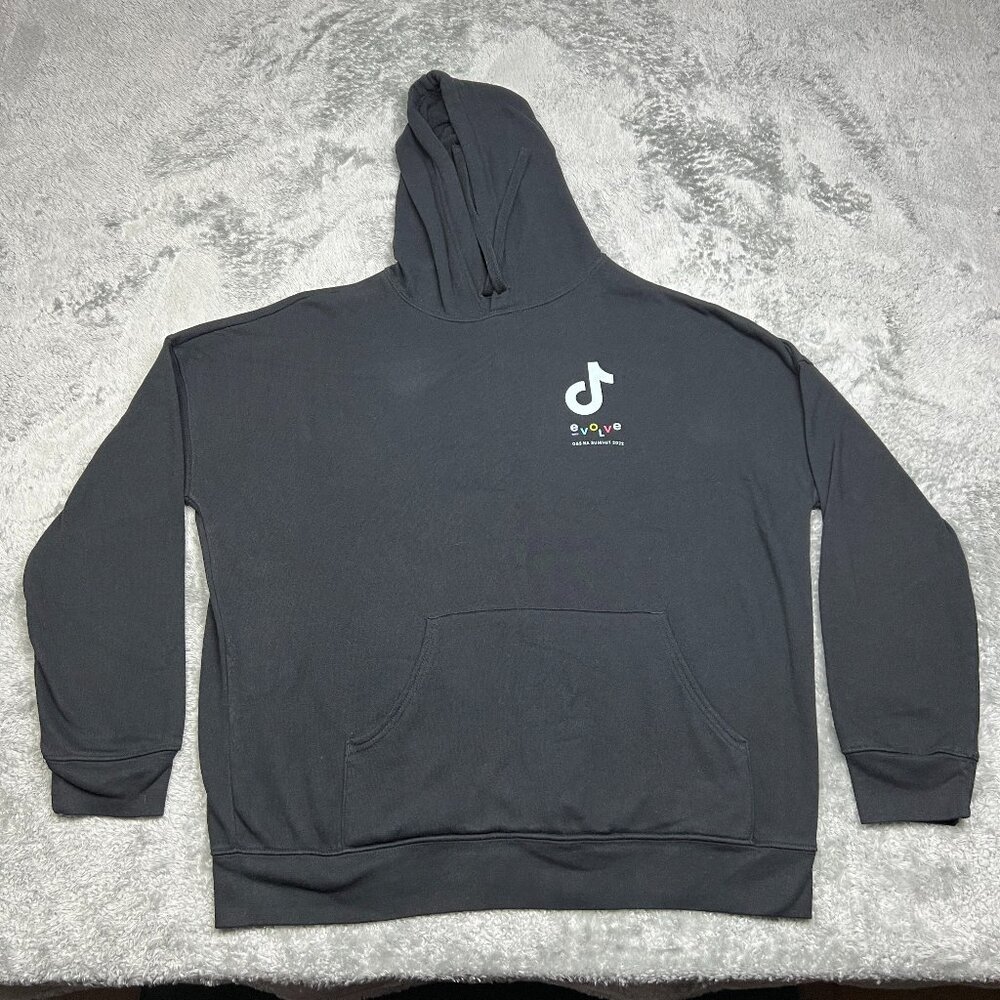 Tik Tok Hoodie Mens Large Black Pullover Evolve Summit 2022 Social Media